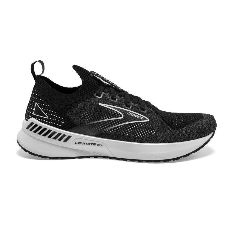 Brooks Levitate StealthFit GTS 5 Road Running Shoes - Women's - Black/Grey/White (32794-OQRB)